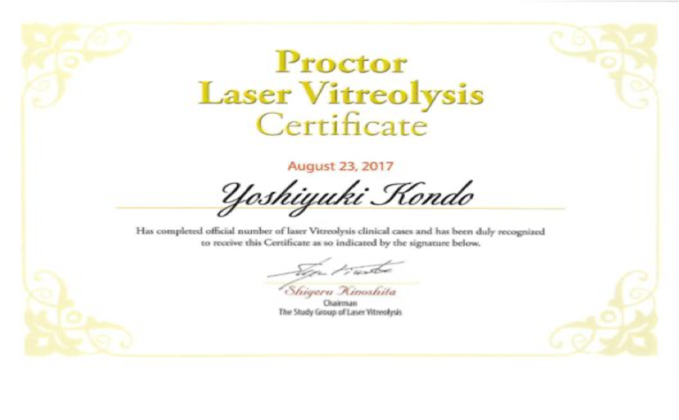 ビトレオライシス治療の証明書
